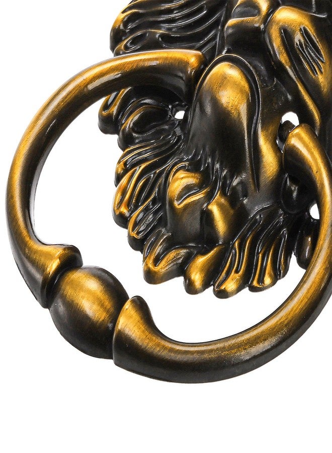 YOUEON 2 Pcs Lion Head Door Knocker, 6 Inch Decorative Door & Gate Knocker with Mounting Screws, Antique Brass Door Knocker for Front Door, Cabinet - Image 3